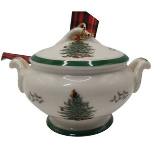 Spode Christmas Tree‎ Ornament Miniature Soup Tureen Porcelain Vintage Holiday